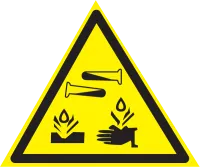 Знак «Опасно. Едкие и коррозионные вещества.» (W-04)